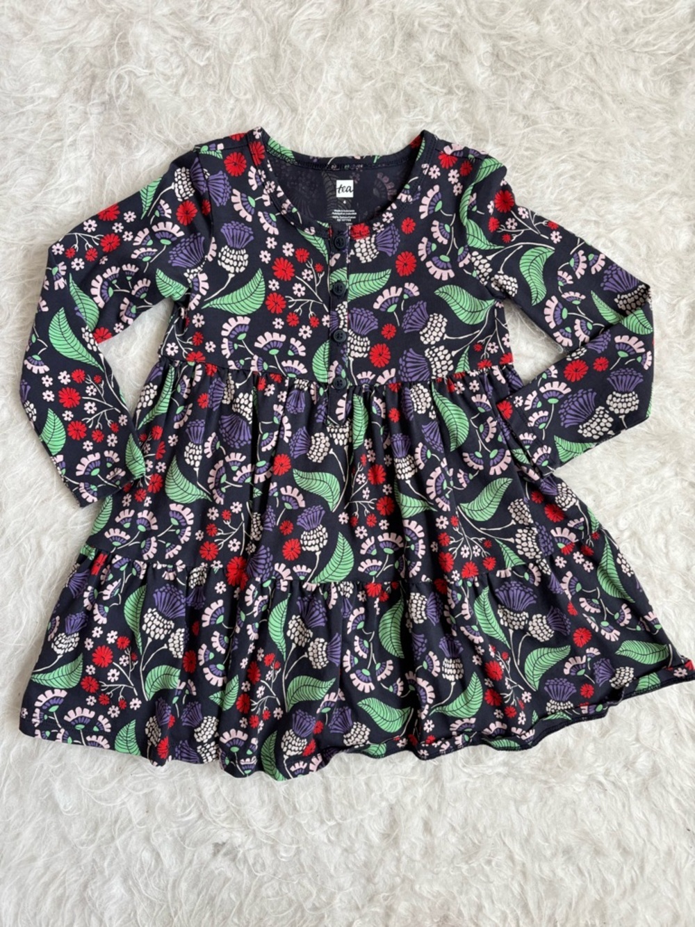 Tea Collection Kids Dress with Intricate Floral Design
